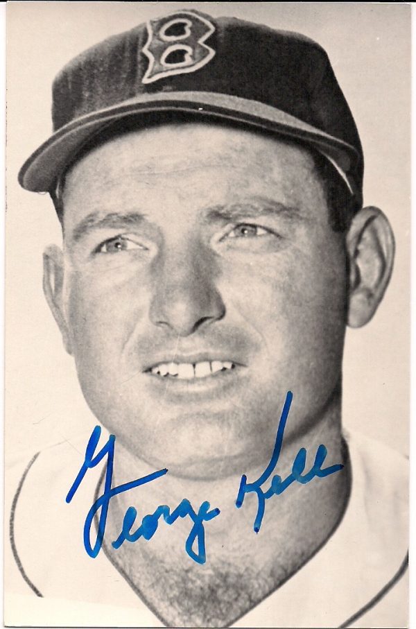 Autographed GEORGE KELL Boston Red Sox BxW Rowe Post Card