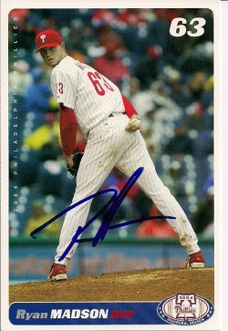Autographed RYAN MADSON 2004 Phillies Post card