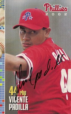 Autographed VINCENTE PADILLIA 2002 Phillies Post card