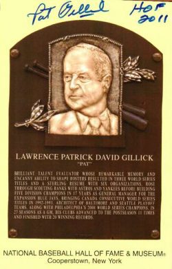 Autographed Pat Gillick Hall of Fame Gold Plaque