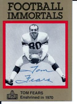 Autographed Tom Fears Los Angeles Rams Football Immortals Card