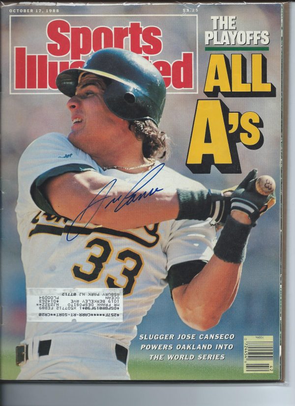 Autographed Jose Canseco Oakland A's  Sports Illustrated Magazine