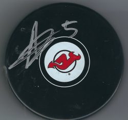 Autographed ADAM LARSSON New Jersey devils Hockey Puck