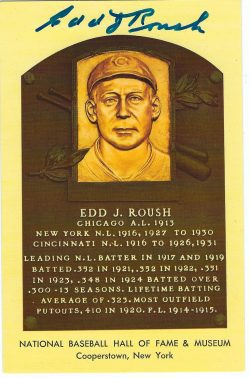 Edd Roush Hall of Fame Gold Plaque