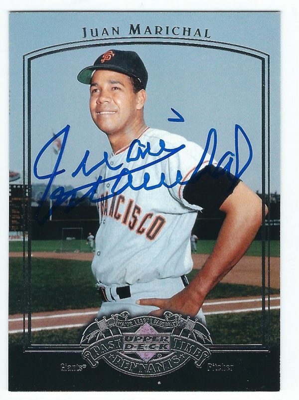 Autographed JUAN MARICHAL 2005 UD PAST TIME PENNANTS Card