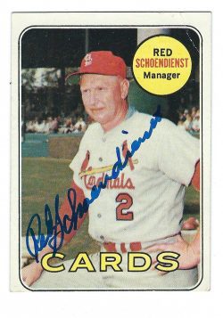 Autographed RED SCHOENDIENST 1969 TOPPS Card