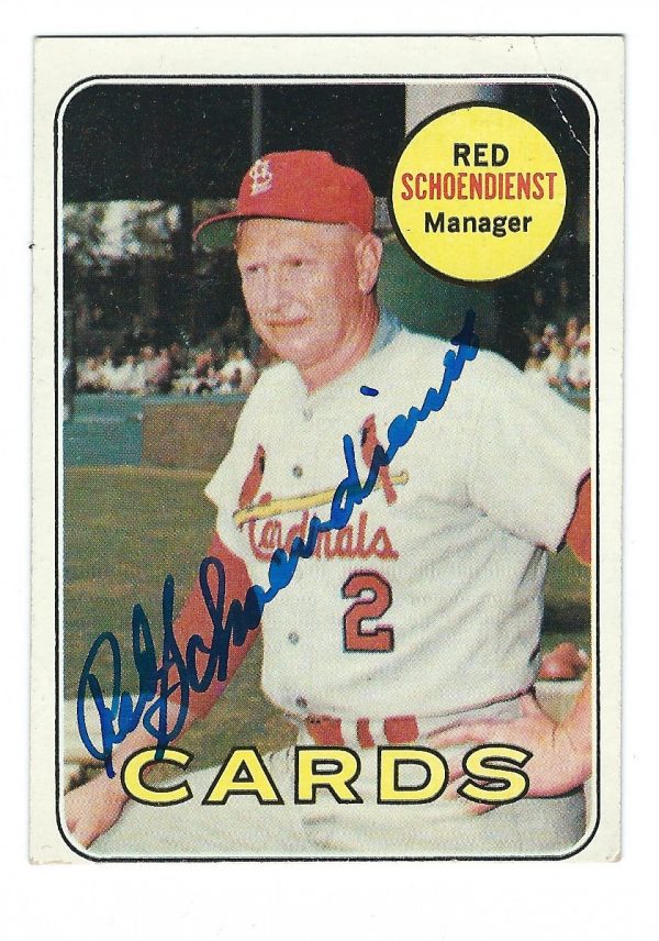 Autographed RED SCHOENDIENST 1969 TOPPS Card