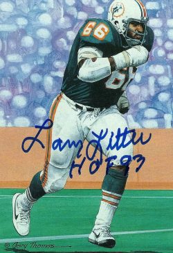 Autographed Larry Little Goal Line Art Card