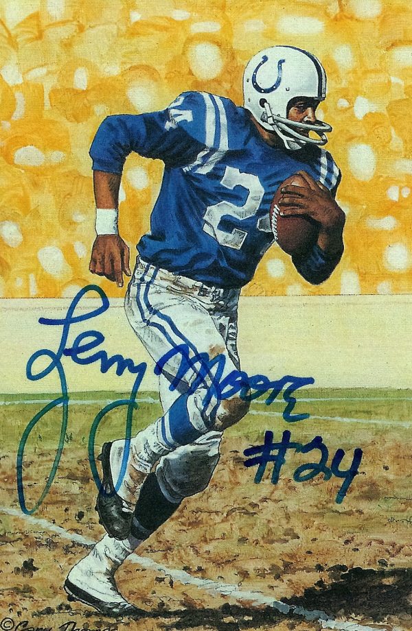 Autographed Lenny Moore Goal Line Art Card