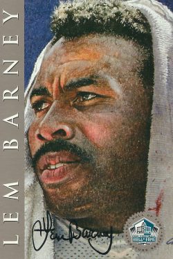 Autographed Lem Barney Ron Mix Hall of Fame Card