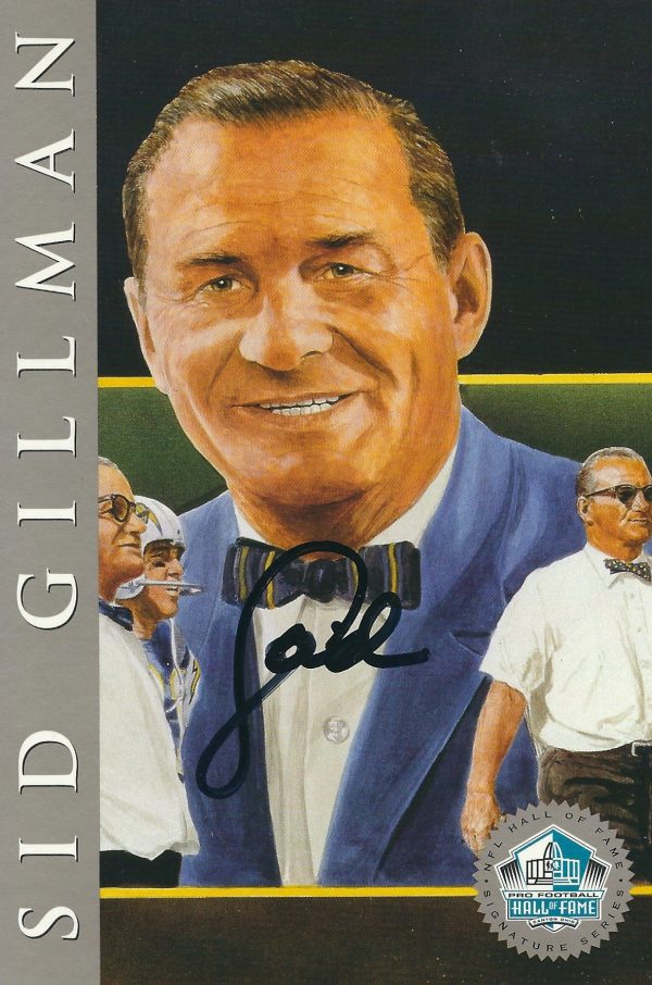 Autographed Sid Gillman San Diego Chargers Ron Mix Hall of Fame Card