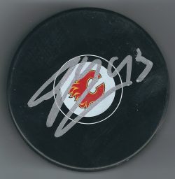 Autographed SAM BENNETT Calgary Flames Hockey Puck
