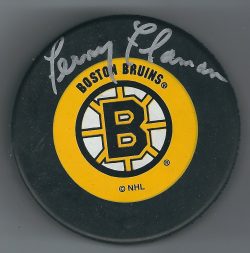 Autographed FERN FLAMAN Boston Bruins Hockey Puck