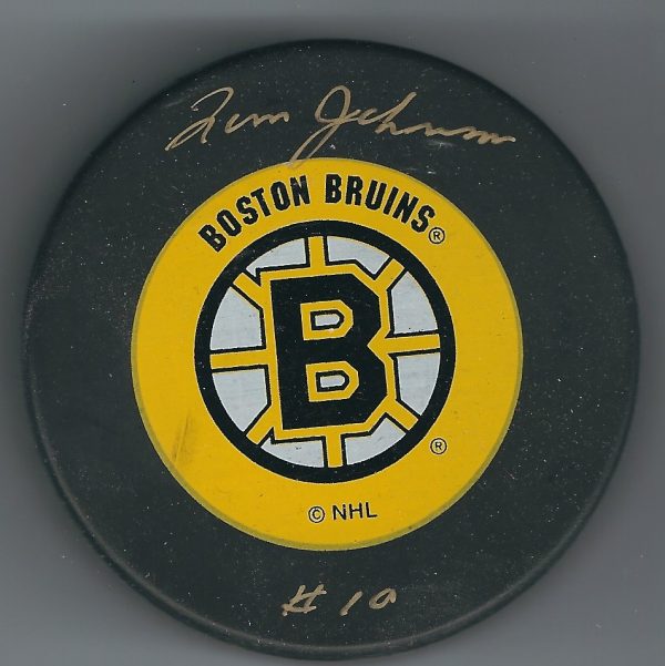 AUTOGRAPHED TOM JOHNSON Boston Bruins Puck