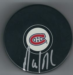 Autographed DAVID DESHARNAIS Montreal Canadiens Hockey Puck