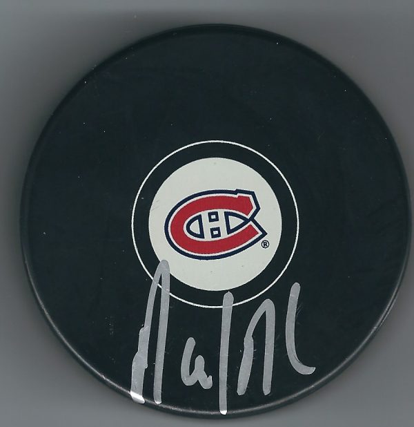 Autographed DAVID DESHARNAIS Montreal Canadiens Hockey Puck