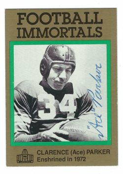 Autographed ACE PARKER Brooklyn Dodgers Football Immortals Card