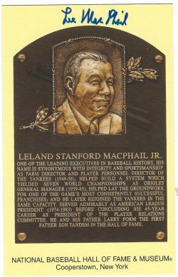 Lee MacPhail Hall of Fame Gold Plaque