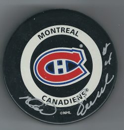 Autographed NOEL PICARD Montreal Canadiens Game Hockey Puck