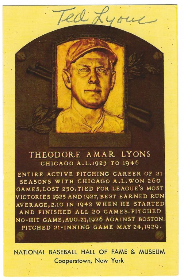 Ted Lyons Hall of Fame Gold Plaque