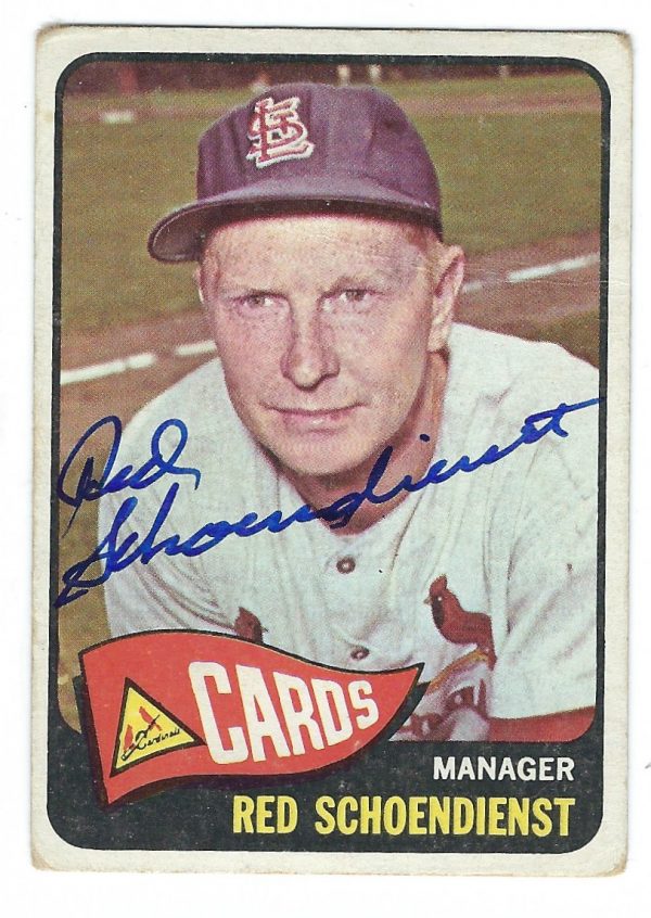 Autographed RED SCHOENDIENST 1965 Topps Card