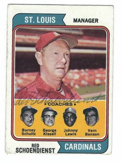 Autographed RED SCHOENDIENST 1974 Topps Card