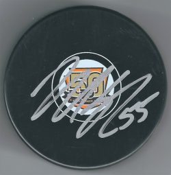 Autographed NICK SCHULTZ Philadelphia Flyers 50th Anniversary Hockey Puck