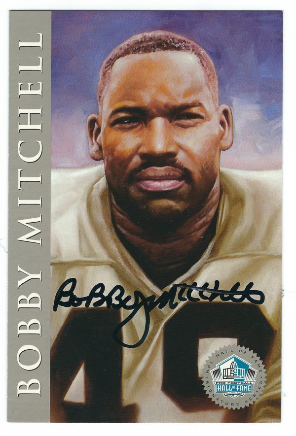 Autographed Bobby Mitchell Washington Redskins Ron Mix Hall of Fame Card with COA