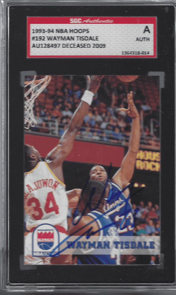 Autographed 1993-94 NBA Hoops Wayman Tisdale Sacramento Kings #192 SGC Slabbed