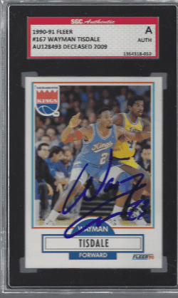 Autographed 1990-91 Fleer Wayman Tisdale Sacramento Kings #167 SGC Slabbed