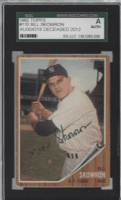 Autographed 1962 Topps Bill Skowron New York Yankees #110 SGC Slabbed