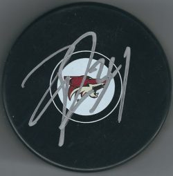 Autographed ZAC RINALDO Arizona Coyotes Hockey Puck