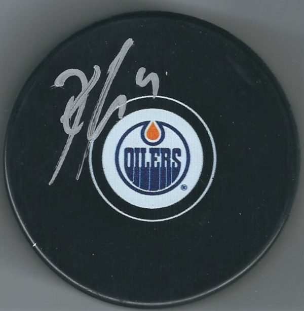 Autographed KRIS RUSSELL Edmonton Oilers Hockey Puck