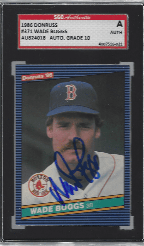 Autographed 1986 Donruss Wade Boggs Boston Red Sox #371 SGC Slabbed