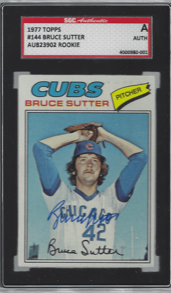 Autographed 1977 Topps Bruce Sutter Chicago Cubs  #144 SGC Slabbed