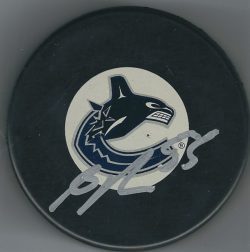 Autographed ALEX BIEGA Vancouver Canucks Hockey Puck
