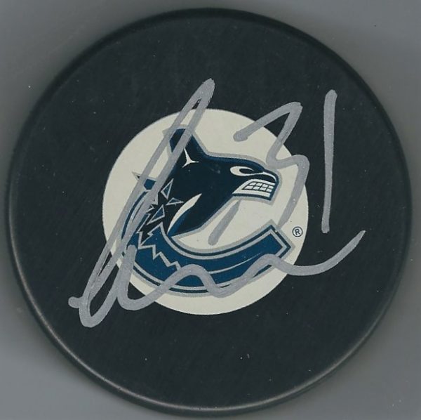Autographed ANDERS NILSSON Vancouver Canucks Hockey Puck