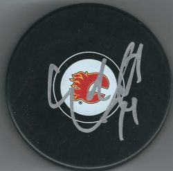 Autographed EDDIE LACK Calgary Flames Hockey Puck