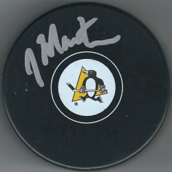 Autographed JACQUES MARTIN Pittsburgh Penguins Hockey Puck