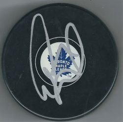 Autographed LEO KOMAROV Toronto Maple Leafs Hockey Puck