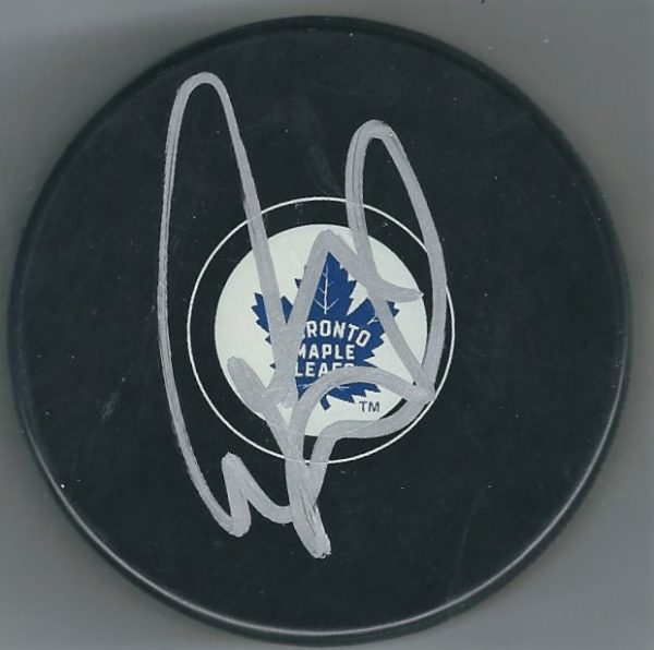 Autographed LEO KOMAROV Toronto Maple Leafs Hockey Puck