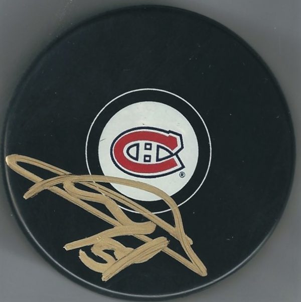 Autographed CHARLES HUDON Montreal Canadiens Hockey Puck