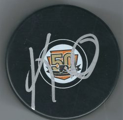 Autographed KEN HITCHCOCK Philadelphia Flyers 50th Anniversary Hockey Puck
