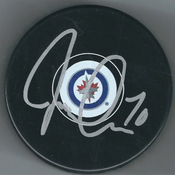 Autographed JOE MORROW Winnipeg Jets Hockey Puck