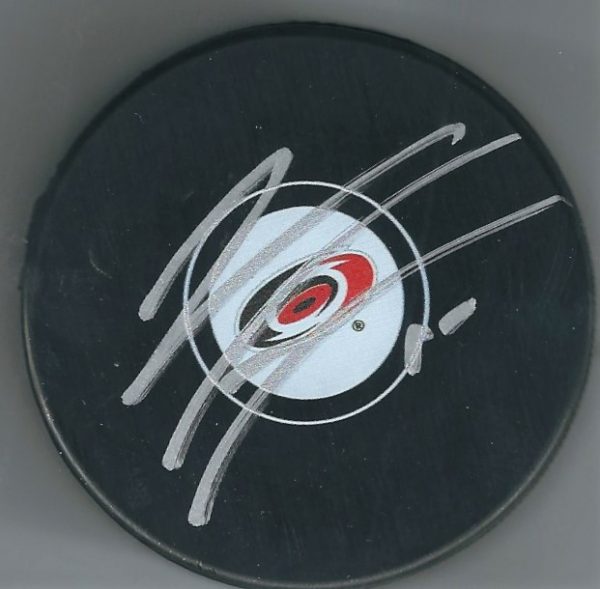 Autographed NOAH HANIFIN Carolina Hurricanes Hockey Puck