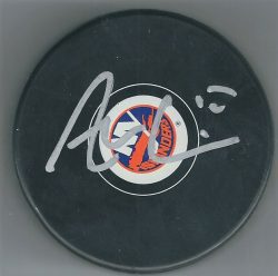 Autographed ALAN QUINE New York Islanders Hockey Puck
