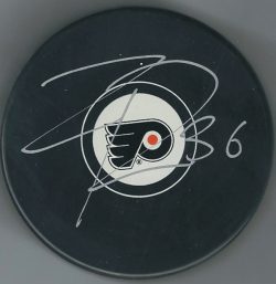 Autographed ZAC RINALDO Philadelphia Flyers Hockey Puck