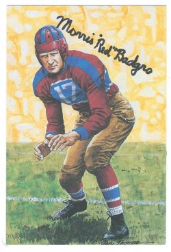 Autographed Morris "Red" Badgro Goal Line Art Card
