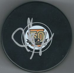 Autographed JOHN STEVENS Philadelphia Flyers 50th Anniverary Hockey Puck