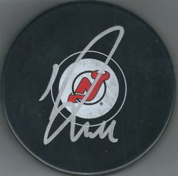 Autographed JOHN QUENNEVILLE New Jersey DevilsHockey Puck